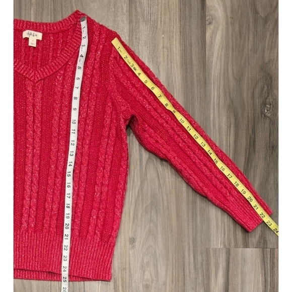 Style & Co Women's Cotton Cable-knit Crewneck Sweater size large - Picture 2 of 6